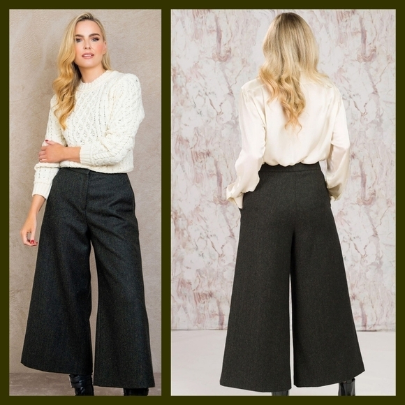 VINTAGE  grundahl Tweed‎ Culottes Green - Picture 1 of 2